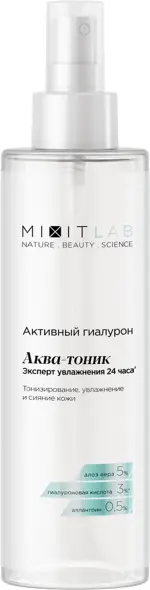 Mixit lab aqua аква-тоник с алоэ и гиалуроновой кислотой для сухой кожи увлажняющий, тоник для лица, 200 мл, 1 шт. фото