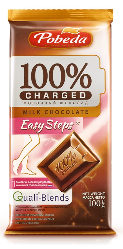 Победа Чаржед шоколад молочный Easy Steps, 100 г, 1 шт. фото