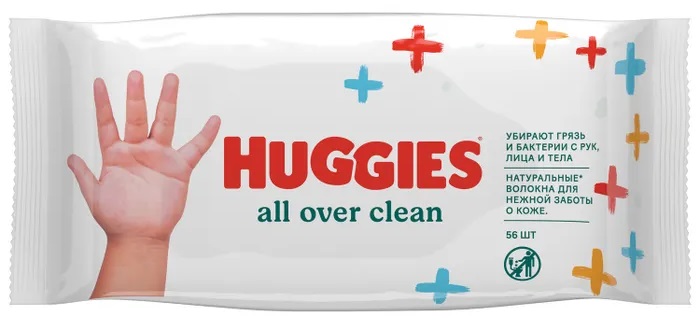 Huggies All over clean Салфетки влажные, салфетки влажные, 56 шт. фото