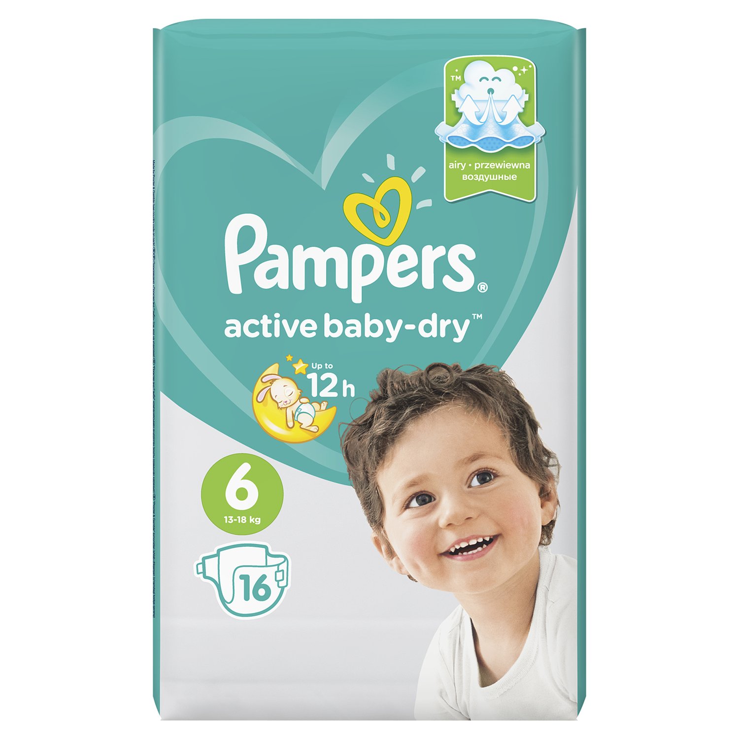 Pampers Active baby-dry Подгузники детские, р. 6, 16 шт, 15+ кг фото