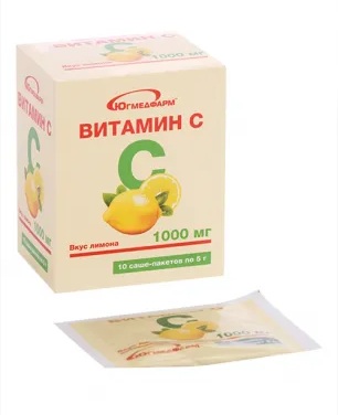 Витамин С Югмедфарм, 1000 мг, порошок для приготовления раствора для приема внутрь, 5 г, 10 шт, с лимоном фото