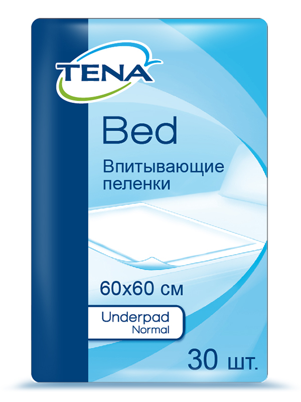 TENA Bed Underpad Normal Пеленки впитывающие (простыни), 60 см x 60 см, 30 шт, 2 капли фото