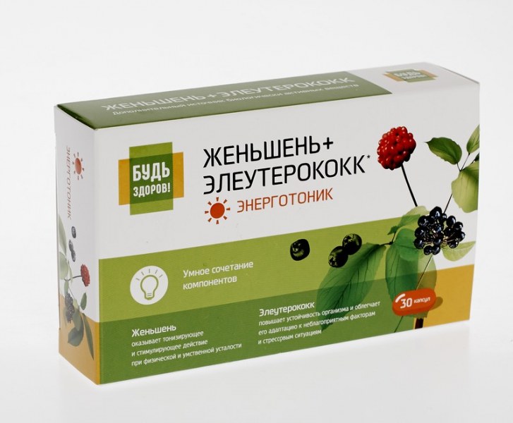 Будь здоров! Комплекс Энерготоник, капсулы, 30 шт, женьшень элеутерококк зеленый чай фото