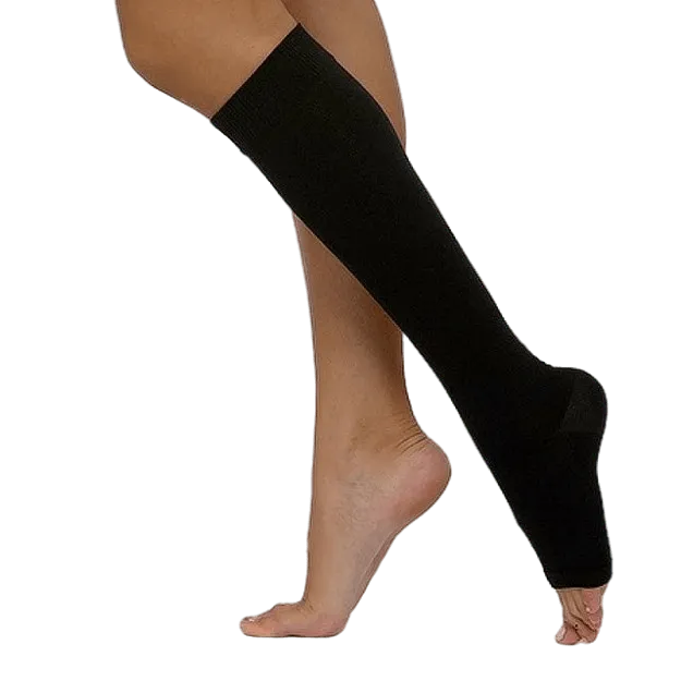 Чулок компрессионный до колена с открытым мыском, 2 класс компрессии, р. 5, 1 шт, черного цвета фото