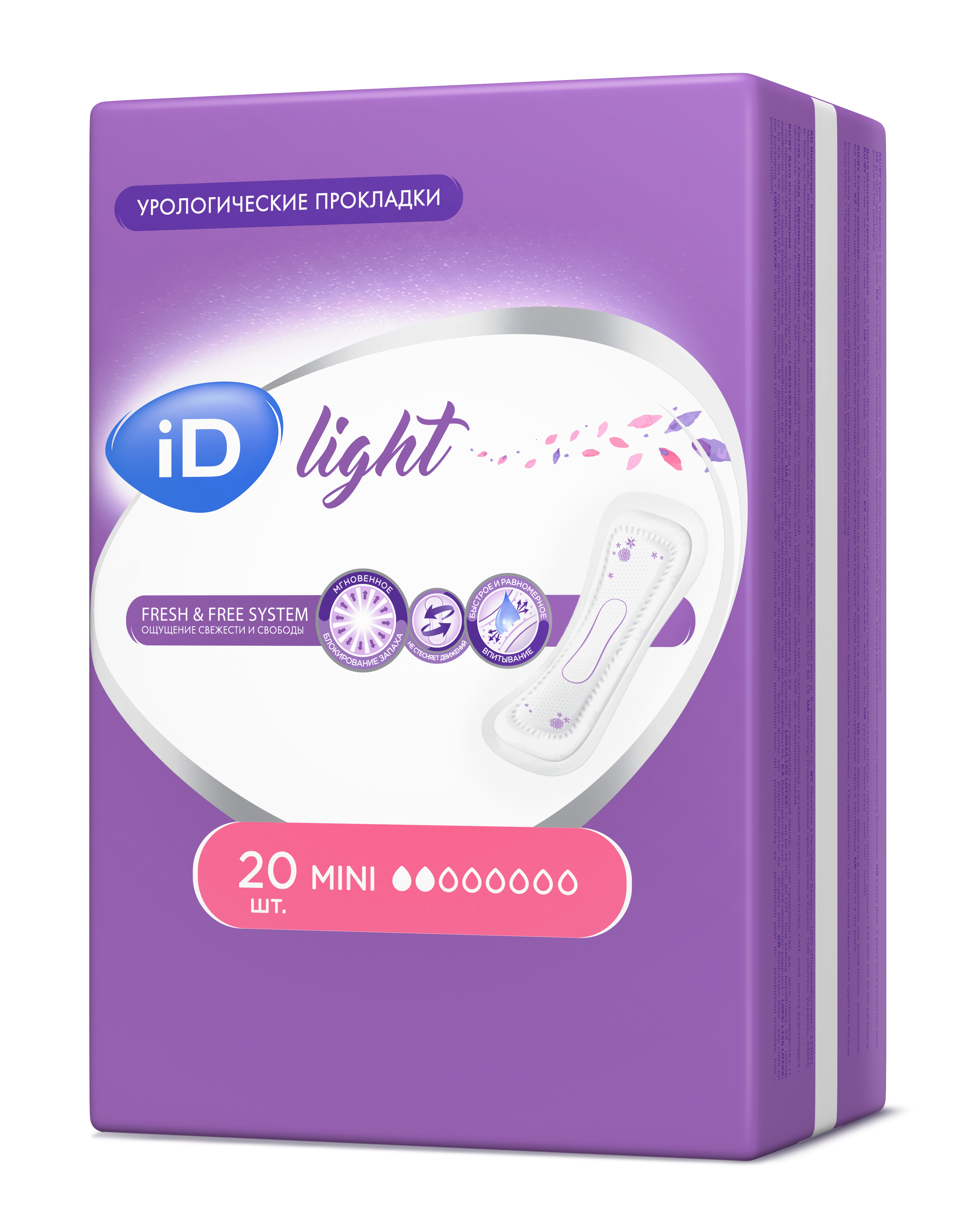 ID Light Mini Прокладки урологические, прокладки урологические, 20 шт, 2 капли фото
