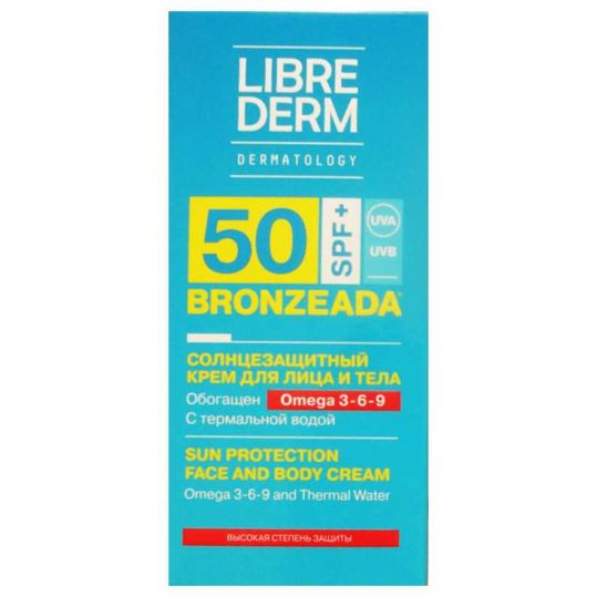 Librederm Bronzeada Крем солнцезащитный с омега 3-6-9 и термальной водой SPF50, 150 мл, 1 шт. фото