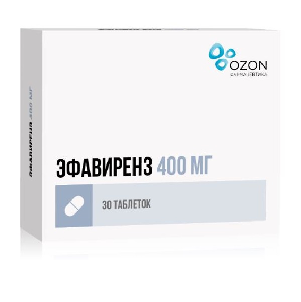 Эфавиренз, 400 мг, таблетки, покрытые пленочной оболочкой, 30 шт. фото