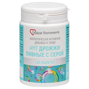 Сердце Континента Дрожжи пивные, 500 мг, таблетки, 100 шт, с серой фото