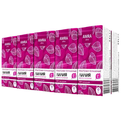 Amra Платочки бумажные двухслойные, 100 шт, с ароматом лилии фото