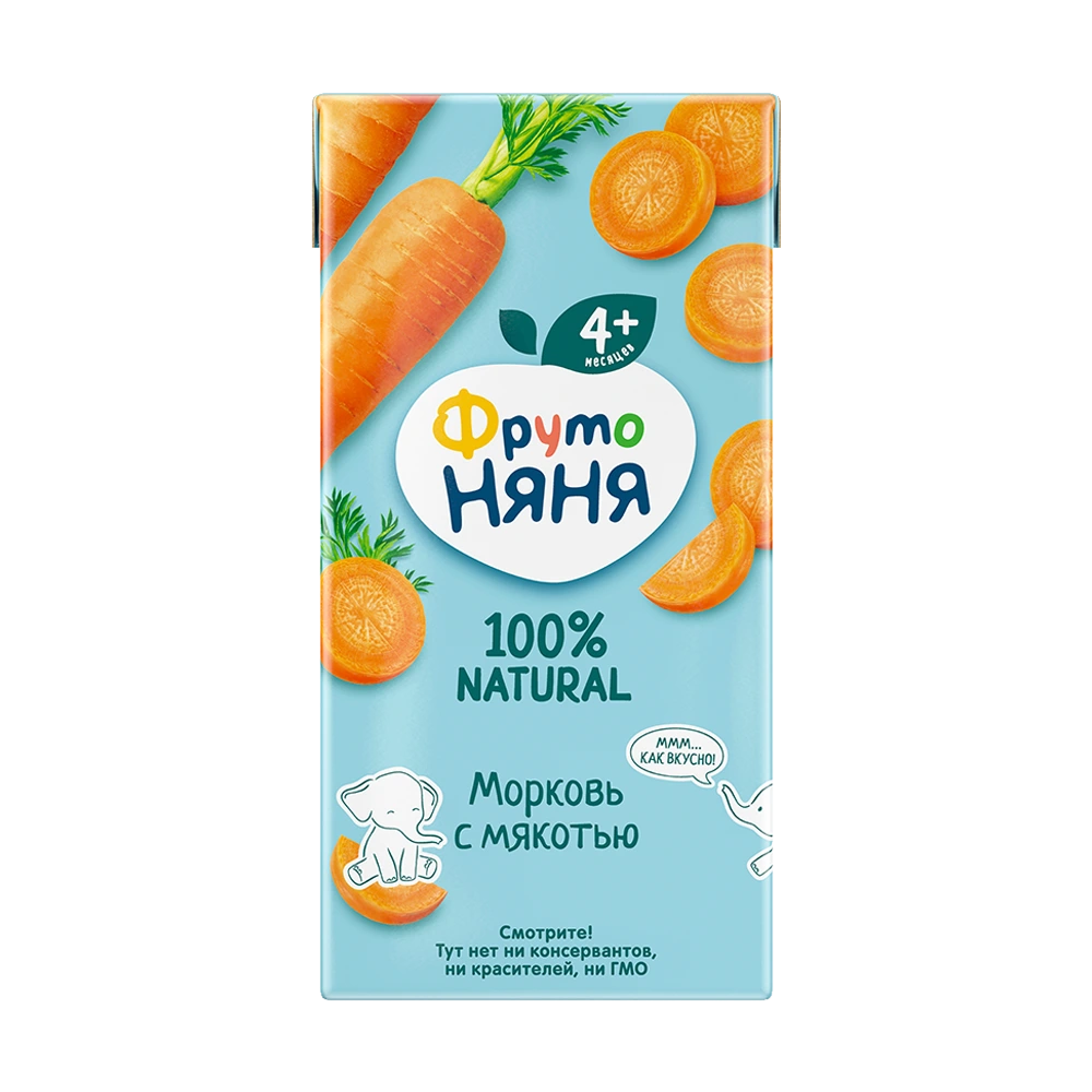 Фрутоняня Нектар, сок, 200 мл, 1 шт, морковь, с мякотью фото