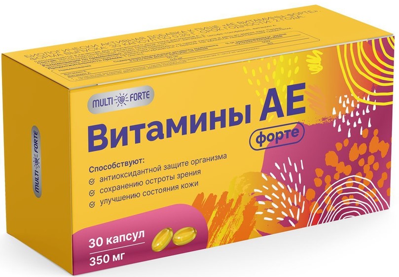 MultiForte Витамины АЕ форте, 350 мг, капсулы, 30 шт. фото
