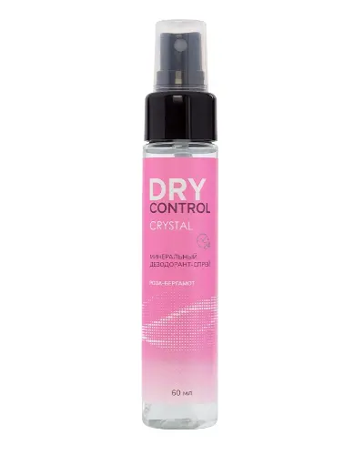 DryControl Crystal Минеральный дезодорант-спрей, дезодорант-спрей, 60 мл, 1 шт, роза-бергамот фото