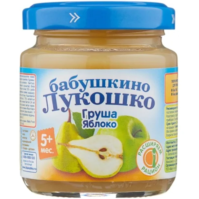 Бабушкино Лукошко детское пюре, пюре, 100 г, 1 шт, яблоко + груша фото