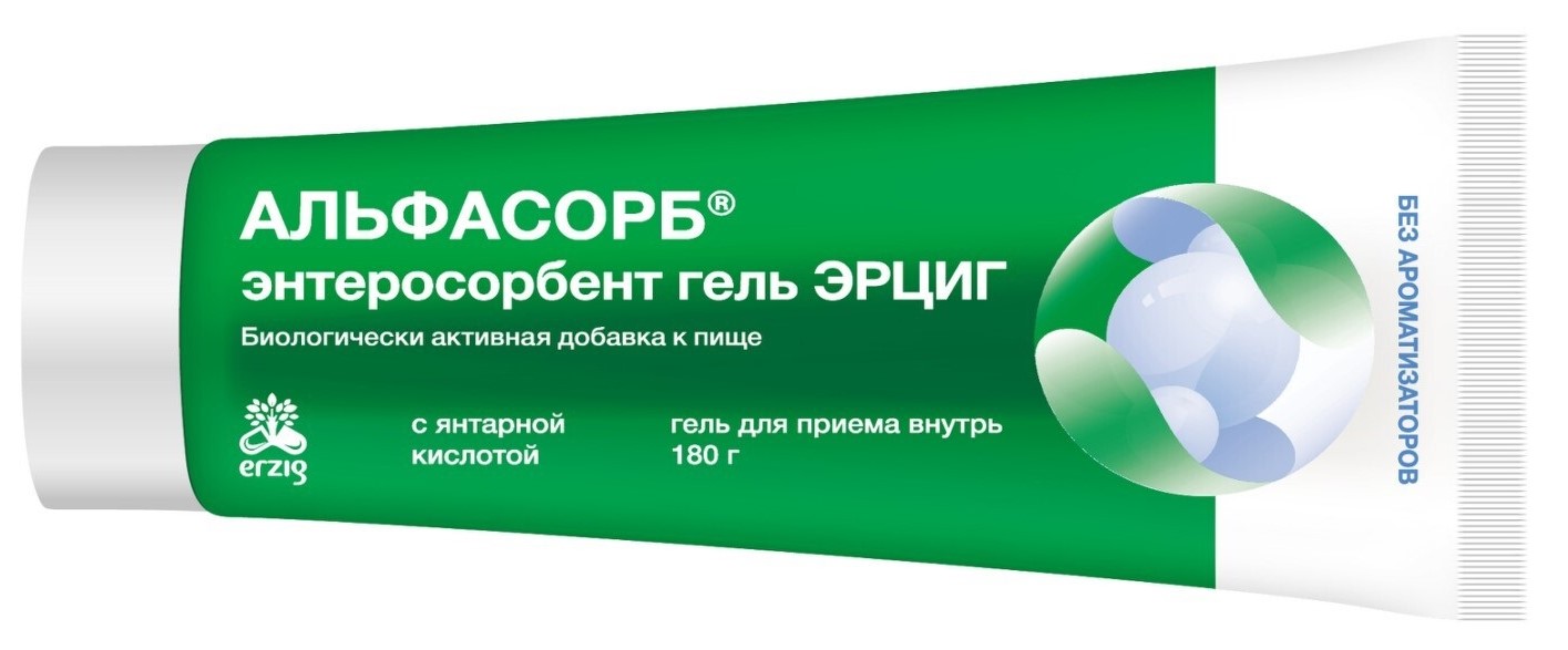 Альфасорб энтеросорбент эрциг, гель для приема внутрь, 180 г, 1 шт. фото