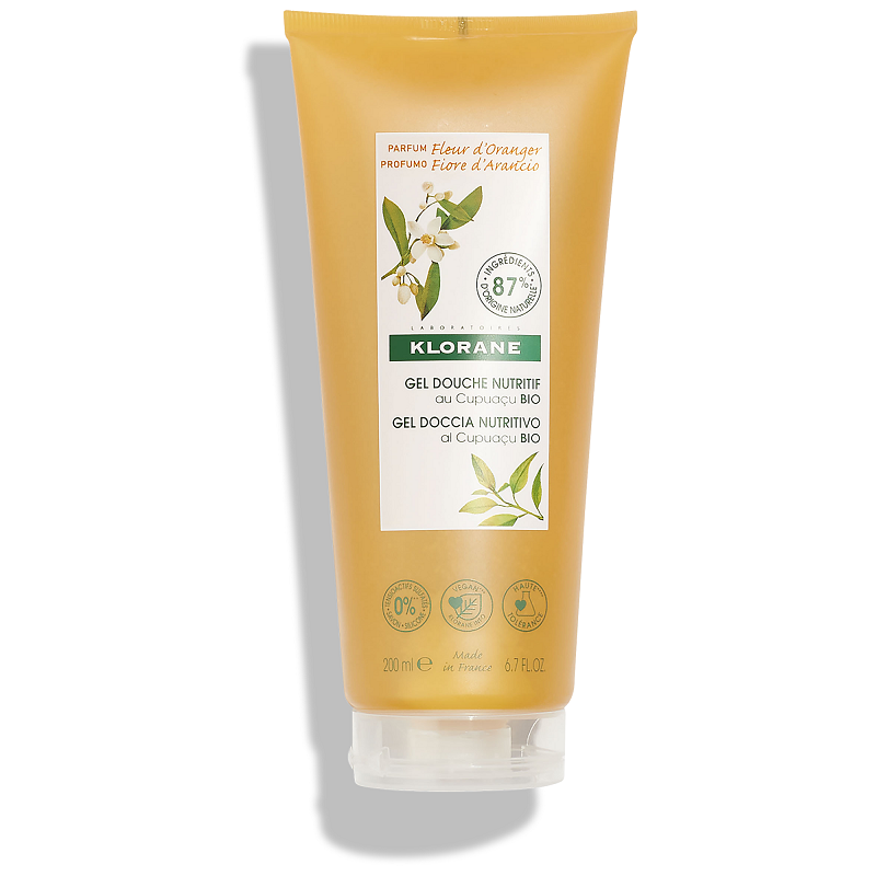 Klorane Гель для душа питательный, гель для душа, 200 мл, 1 шт, цветок апельсина с органическим маслом Купуасу фото