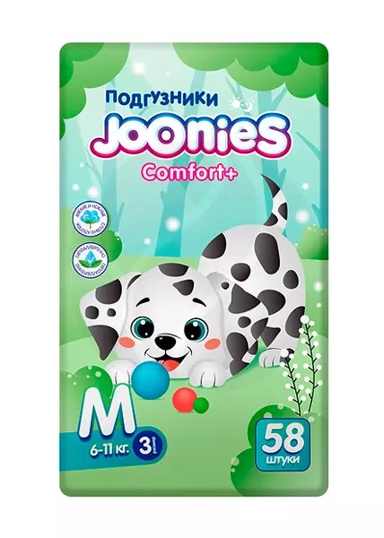 Joonies Comfort Plus Подгузники-трусики для детей, р. M, 58 шт, 6-11 кг фото
