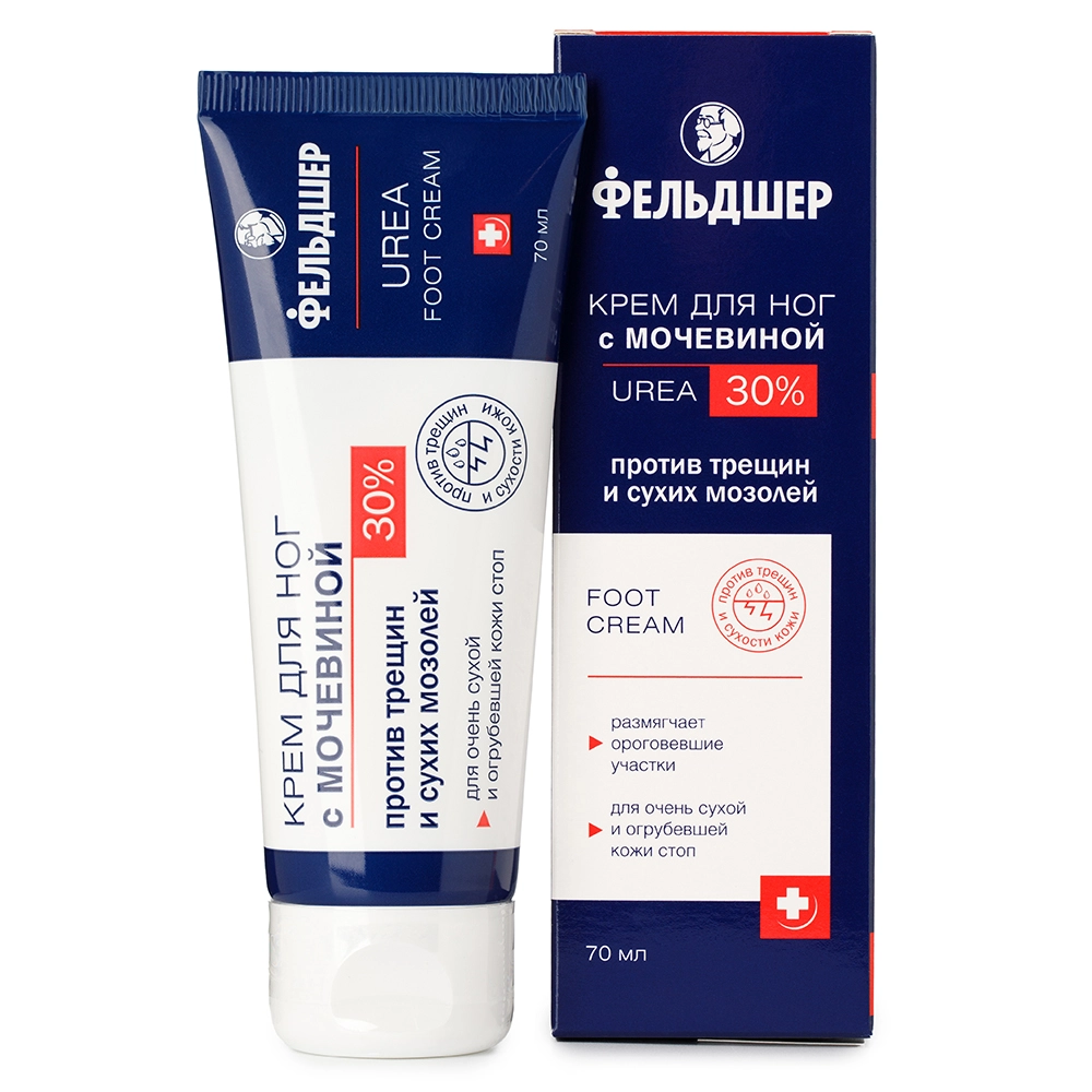 Фельдшер urea крем для ног с мочевиной 30% против трещин и сухих мозолей, крем для ног, 70 мл, 1 шт. фото