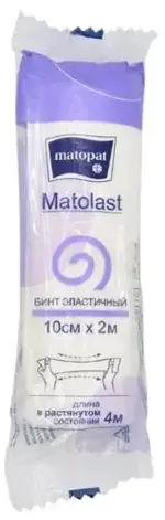 Matopat Matolast бинт эластичный фиксирующий без застежки, 10 см х 2 м, бинт эластичный, 1 шт. фото