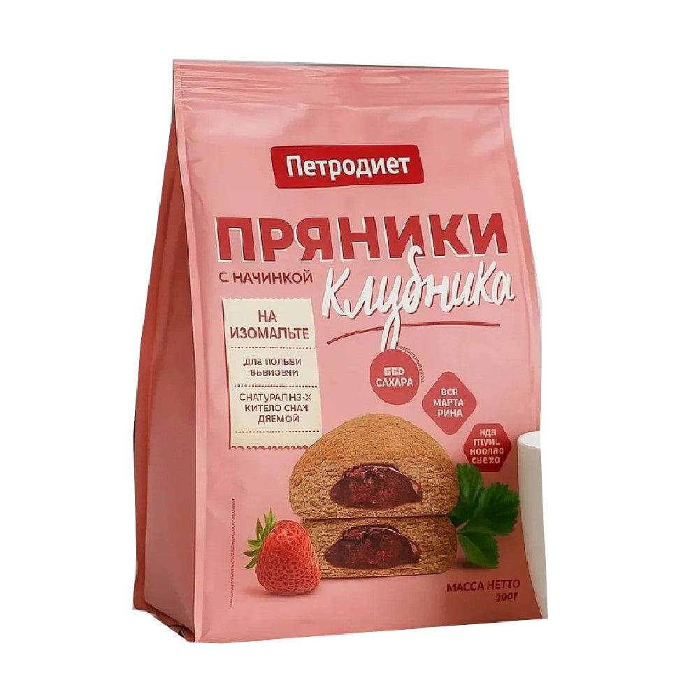 Петродиет Пряники на изомальте, 300 г, 1 шт, клубника фото