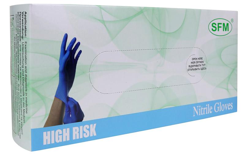 SFM High risk Перчатки смотровые нестерильные нитриловые текстурированные особо прочные, Medium M, пара, 25 шт, голубого цвета фото