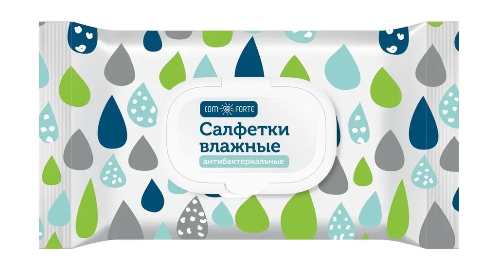 ComForte Салфетки влажные освежающие, 60 шт, антибактериальные фото