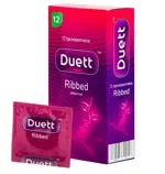 Презервативы Duett Ribbed, 12 шт, ребристые фото