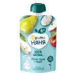 Фрутоняня детское пюре, пюре, 90 г, 1 шт, яблоко + груша + творог фото