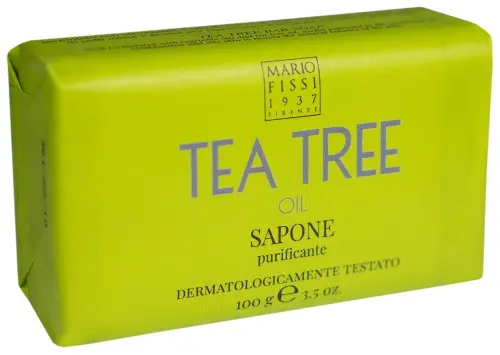 Mario fissi 1937 мыло туалетное твердое очищающее с маслом чайного дерева для жирной кожи, мыло твердое, 106 г, 1 шт. фото