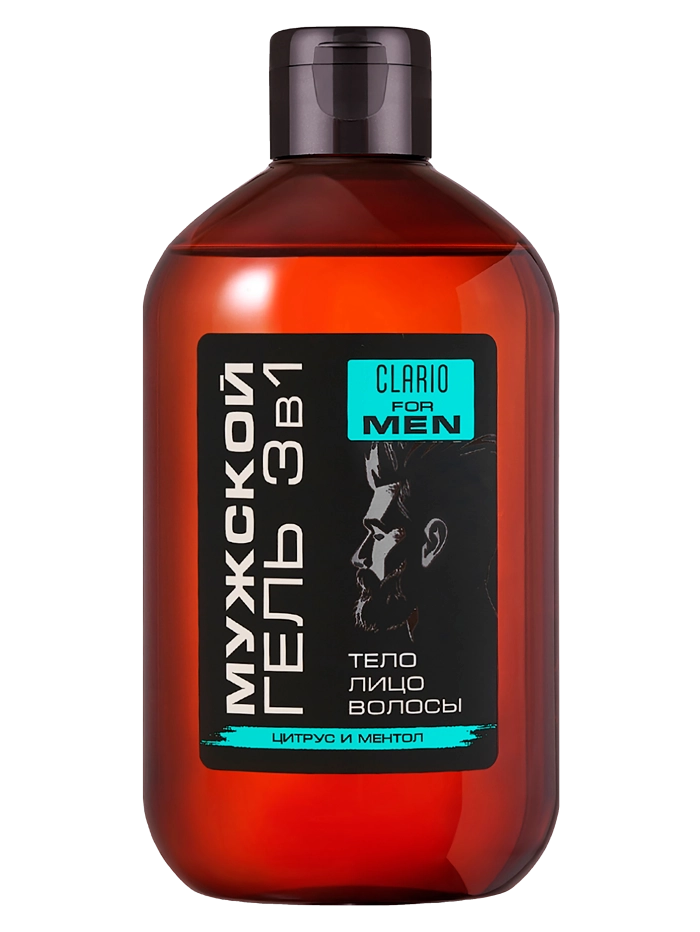 Clario гель для душа мужской 3 в 1, гель, 400 мл, 1 шт. фото