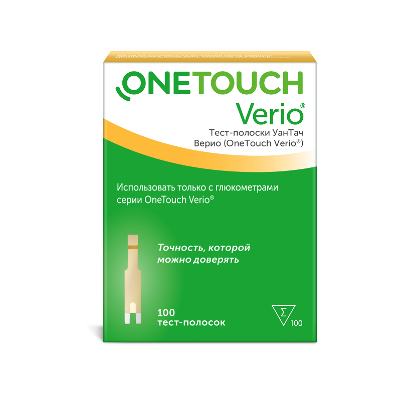 OneTouch Verio, тест-полоски для определения уровня глюкозы в крови, 100 шт. фото