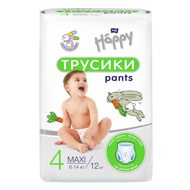 Bella Baby Happy maxi Подгузники-трусики детские, р. 4, 12 шт, 8-14 кг фото