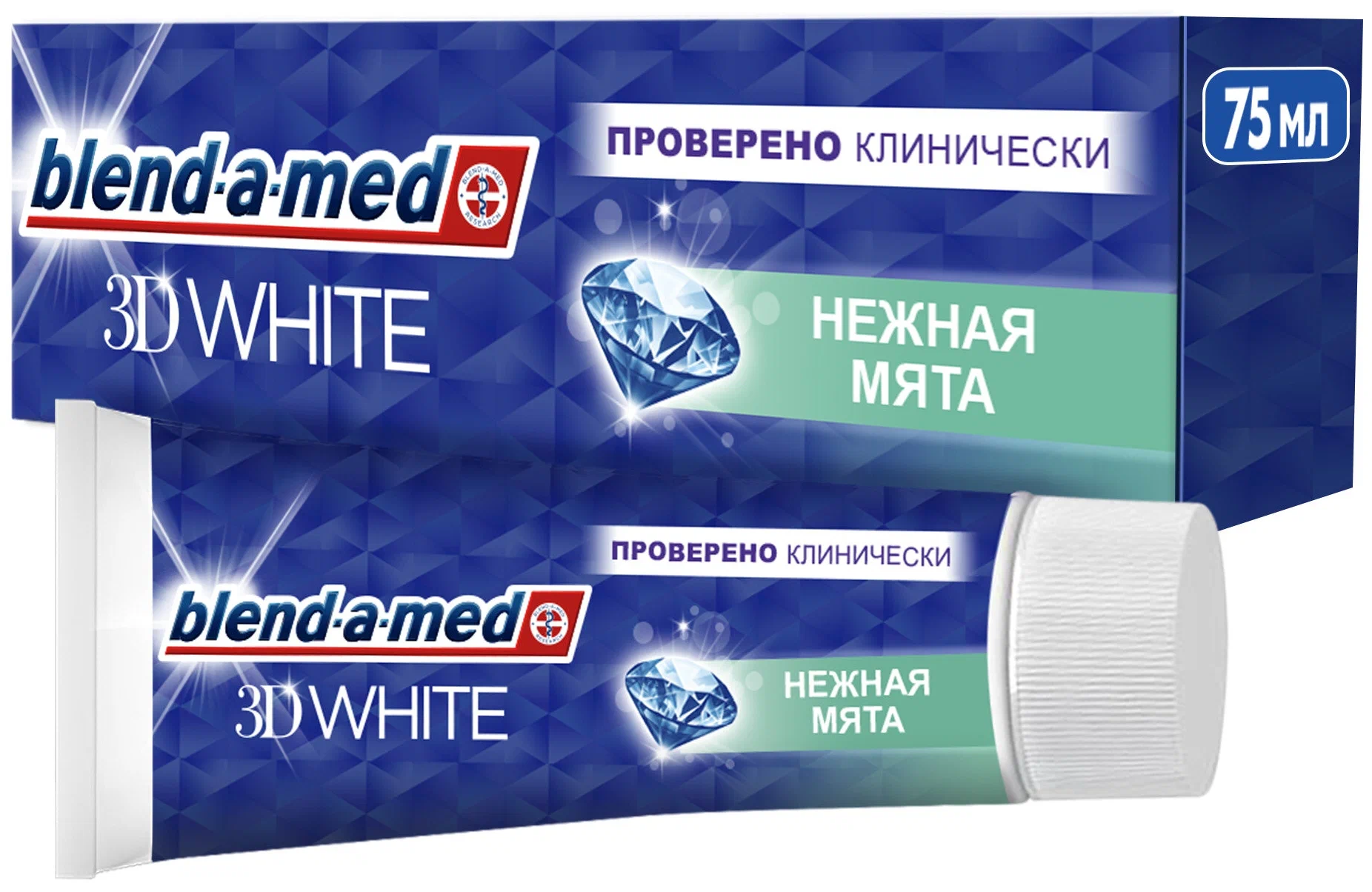 Blend-a-Med 3D White Зубная паста, паста зубная, 75 мл, 1 шт, нежная мята фото