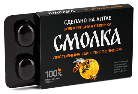 Алтайфлора Смолка лиственничная, жевательная резинка, 5 шт, с прополисом фото