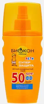 Биокон Солнце Детский спрей  для безопасного загара, спрей, 160 мл, 1 шт, SPF 50 фото