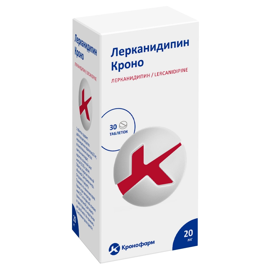 Лерканидипин Кроно, 20 мг, таблетки, покрытые пленочной оболочкой, 30 шт. фото