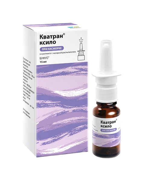 Кватран ксило, 0.1%, капли назальные, 15 мл, 1 шт, 1 ампула и флакон с насадкой-распылителем фото