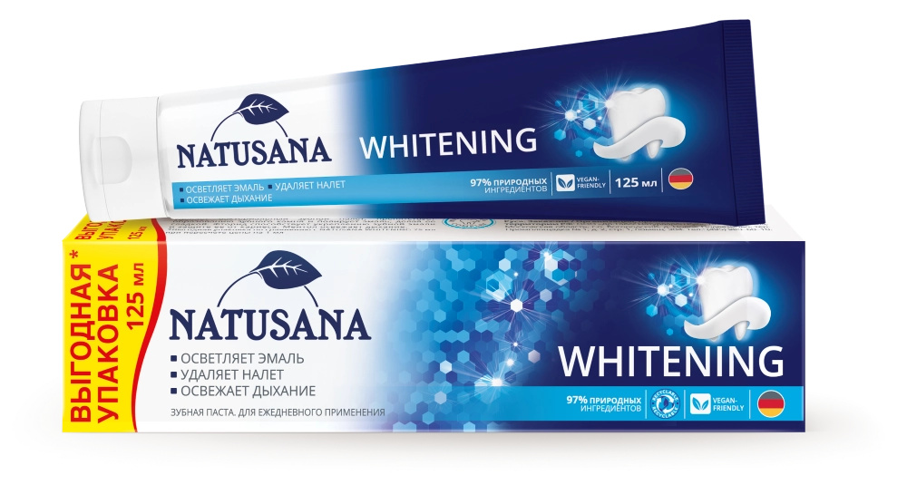 Natusana Whitening Отбеливающая Зубная паста, паста зубная, 125 мл, 1 шт. фото