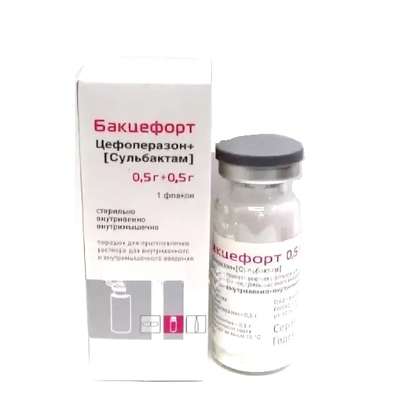 Бакцефорт, 0.5г+0.5г, порошок для приготовления раствора для внутривенного и внутримышечного введения, 1 шт. фото