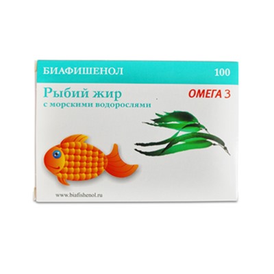 Биафишенол рыбий жир с морскими водорослями, капсулы, 100 шт. фото