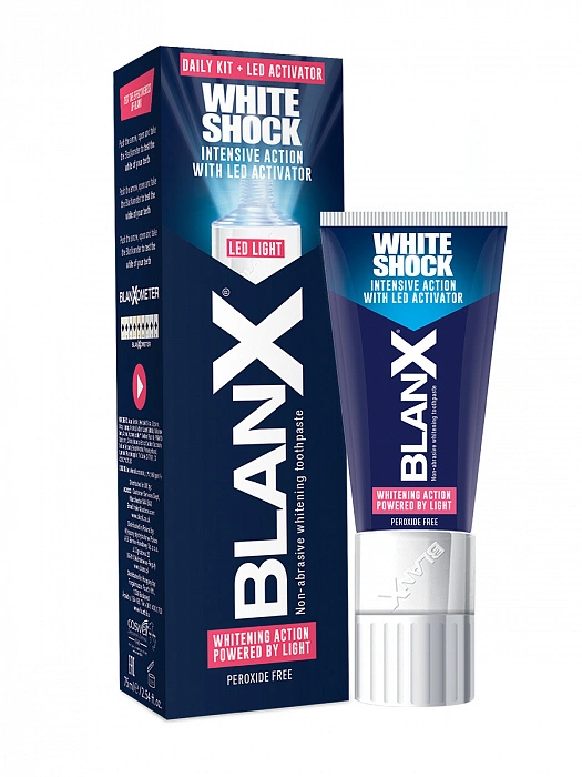 Blanx White Shock Зубная паста с лампой-активатором, паста зубная, 50 мл, 1 шт, лампа-активатор в крышке фото