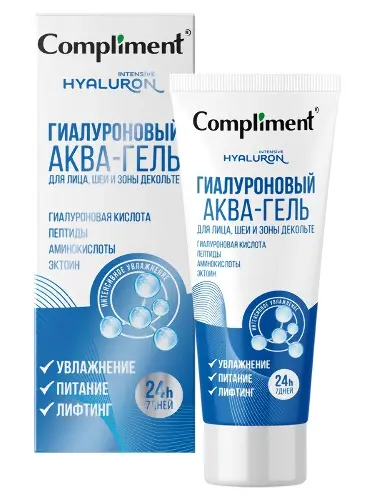 Compliment Аква-гель гиалуроновый для лица шеи и зоны декольте, гель для лица, 50 мл, 1 шт. фото