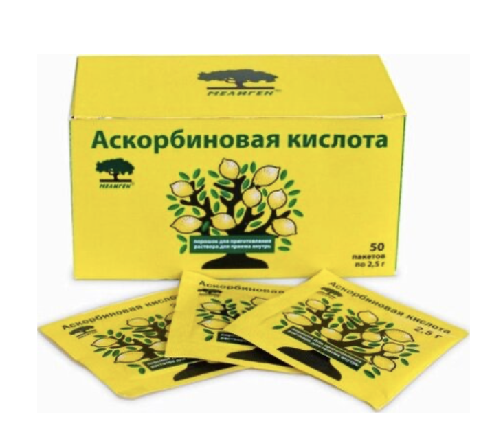 Мелиген Аскорбиновая кислота, порошок, 2.5 г, 50 шт. фото