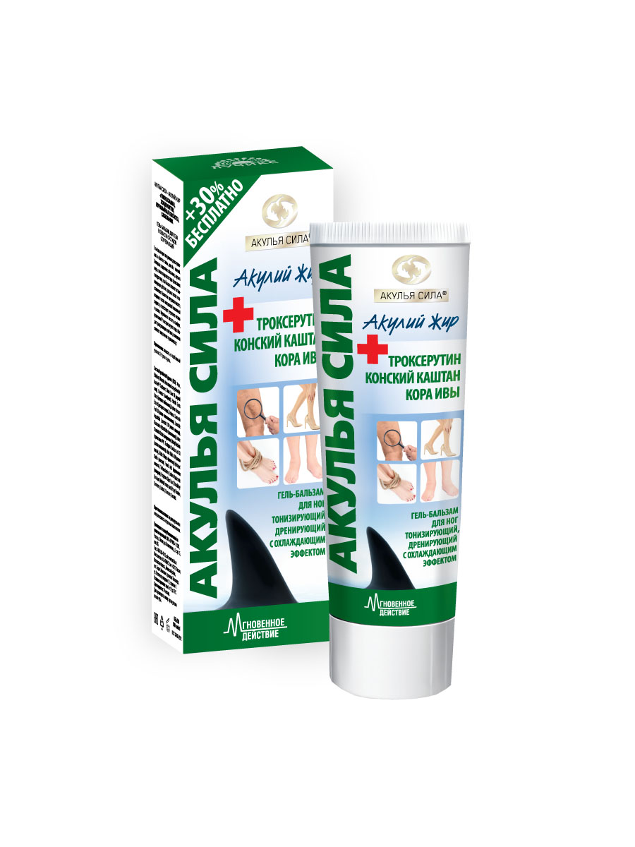 Акулья сила Троксерутин, конский каштан, кора ивы, гель-бальзам, 100 мл, 1 шт. фото