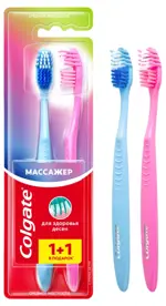 Colgate Зубная щетка Массажер, щетка зубная, 2 шт, средней жесткости фото