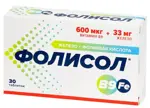 Фолисол Железо Фолиевая кислота, 33 мкг + 600 мкг, таблетки, 30 шт. фото