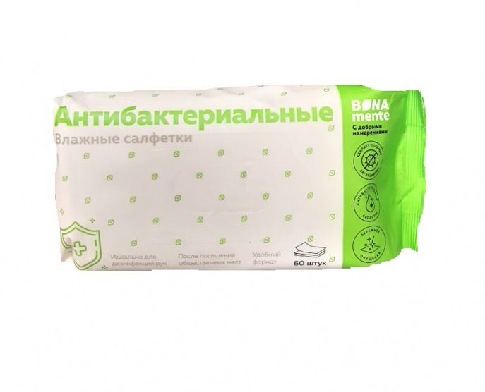 Bona Mente! Салфетки влажные антибактериальные, 60 шт. фото