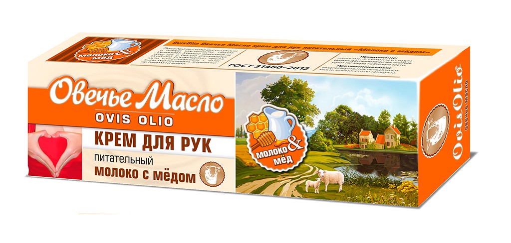 Овечье масло ovis olio крем для рук молоко с медом, крем для рук, 70 г, 1 шт. фото
