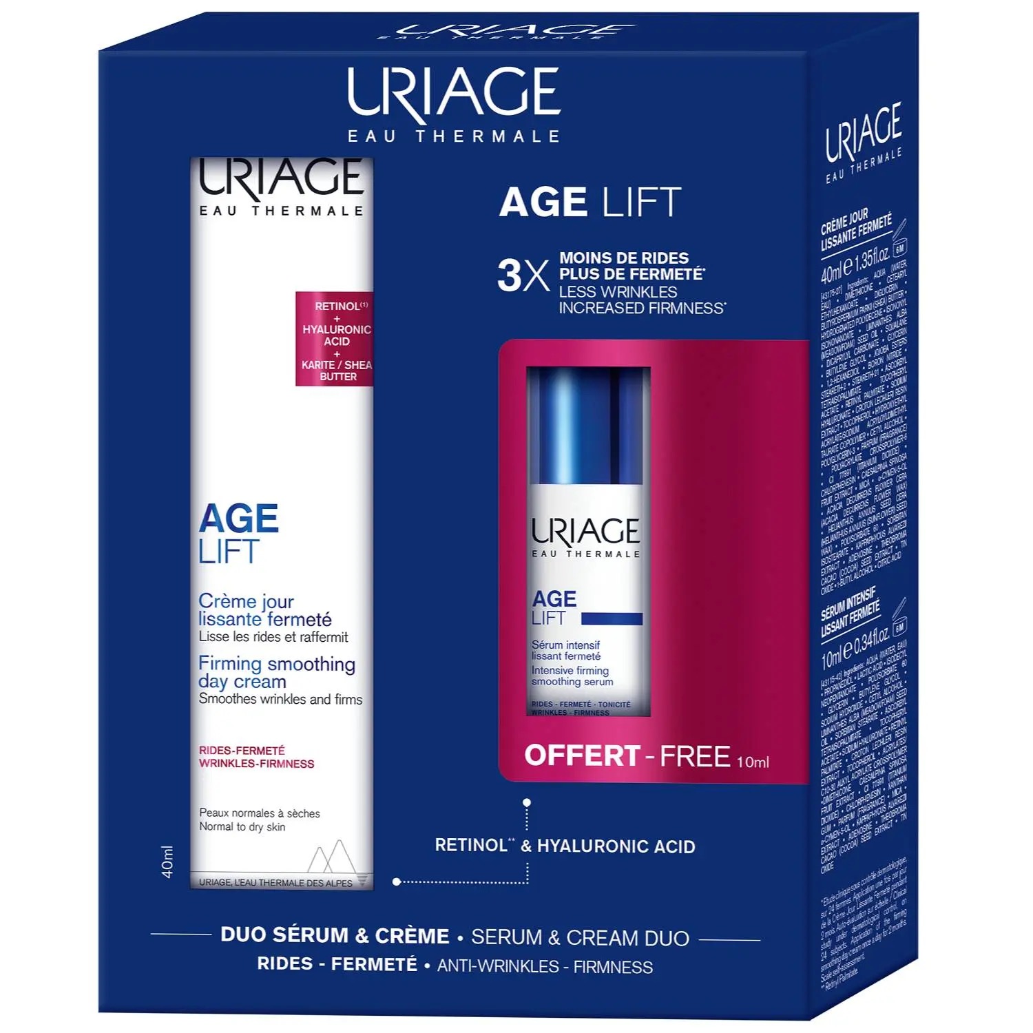 Uriage Age Lift дневной крем 40 мл + укрепляющая разглаживающая сыворотка 10 мл, набор, 1 шт. фото