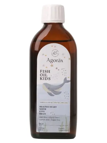 Agorax fish oil kids рыбий жир со вкусом апельсина, жидкость для приема внутрь, 150 мл, 1 шт. фото