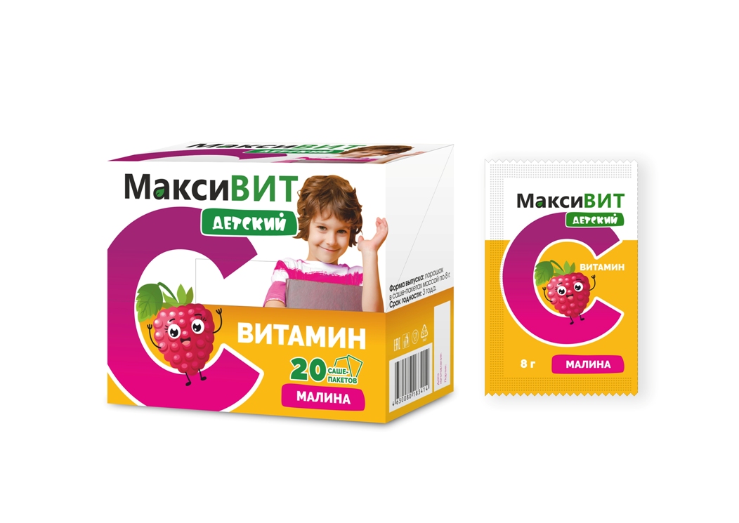 Максивит Витамин С детский, порошок для приема внутрь, 20 шт, малина фото